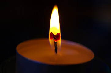 burning candle in the dark
