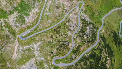 Roads, Central Eastern Alps - Austria-panorama view with the most beautiful alpine road in Austria-Großglockner, aerial drone view
