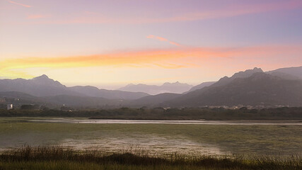 island in mediterranean and mountains