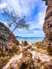 Fototapeta na wymiar Koh Phayam beach Hin Talu with rock arch formation in Ranong, Thailand.