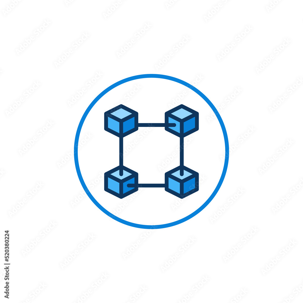 Poster circle with blockchain vector blue round icon. block chain concept sign