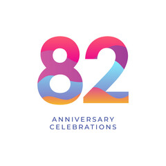 82 year anniversary design template. vector template illustration