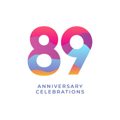 89 year anniversary design template. vector template illustration