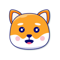 Shiba inu akita inu sticker Cute dog orange open-eyed dog  surprised