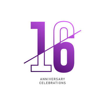 16 year anniversary design template. vector template illustration