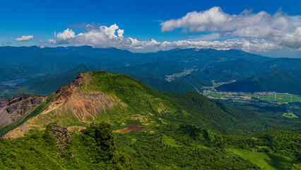 Fototapeta na wymiar 磐梯山　夏　頂上からの景色