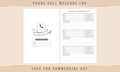 Phone Call Message Log kdp Interior Design
