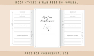 Moon Cycles and Manifesting Journal kdp Interior Design