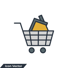 House Shopping icon logo vector illustration. purchase. shopping cart with house symbol template for graphic and web design collection