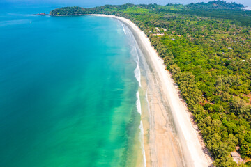 Aerial view of Koh Phayam beach in Ranong, Thailand