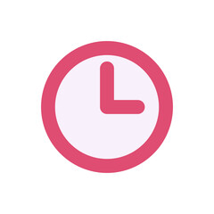 Red clock icon. Wall clock. Vector.