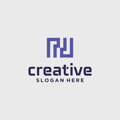Creative n technology logo set minimalist trendy letter n shape logo creative geometric sign logo