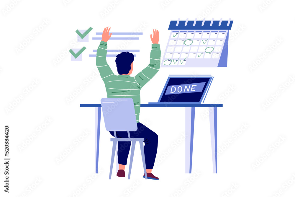 Poster time management. people planning office work and strategy. tasks priority and agenda control. comple