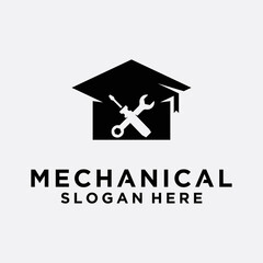 Mechanic logo vehicle and industrial engine repair education logo vector design templates