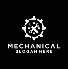 Mechanic logo vehicle and industrial engine repair logo design templates vector illustrations