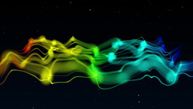 Colorful Flowing Particle Strings Background