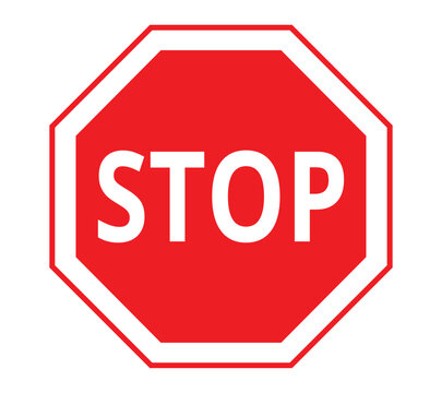 Red Stop Sign on white background. Traffic regulatory warning stop symbol. Vector illustration.