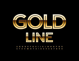 Vector premium emblem Gold Line. Rich style Font. Modern chic style Alphabet Letters and Numbers set
