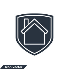 insurance house icon logo vector illustration. shield and home symbol template for graphic and web design collection