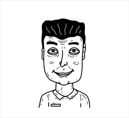 Adult man in hand-drawn style. Outline male character