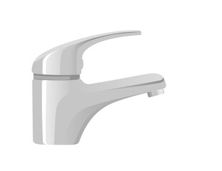 Stainless steel water tap faucet for bathroom in kitchen modern design vector illustration isolated on white background
