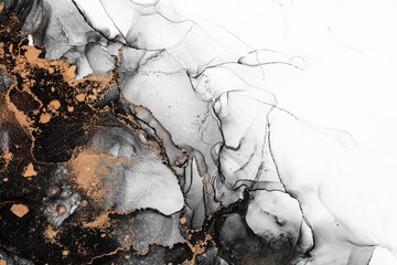 Marble ink abstract art from exquisite original painting for abstract background . Painting was painted on high quality paper texture to create smooth marble background pattern of ombre alcohol ink .