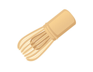 Wooden matcha whisk tool tradition equipment vector illustration isolated on white background
