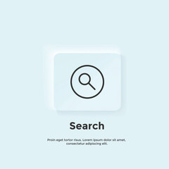 Search line icon, Neumorphic style button. Vector UI icon Design.  Neumorphism.  Vector line icon for Business and Advertising