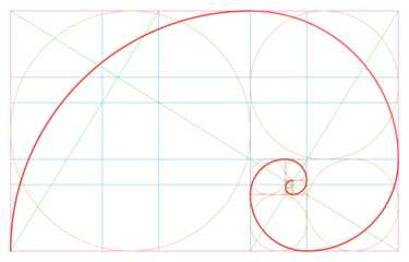 Rollo Colored line Golden Ratio vector illustration template. Minimalist style. Circle, Golden Triangle, Mean, Golden Spiral, golden section method, Fibonacci array, Fibonacci © MAHA