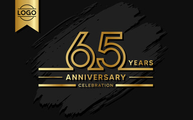 65 year anniversary celebration design template. vector template illustration - obrazy, fototapety, plakaty