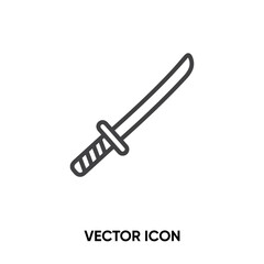 Obraz premium Katana vector icon. Modern, simple flat vector illustration for website or mobile app.Knife or weapon symbol, logo illustration. Pixel perfect vector graphics