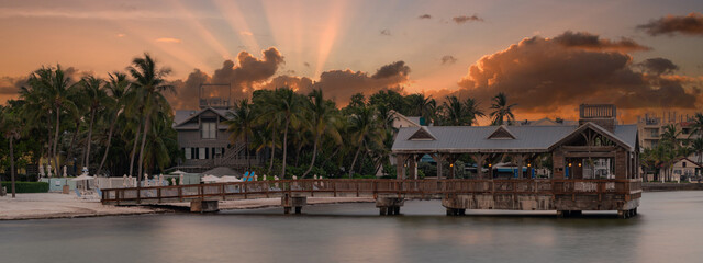 Pier at the beach on sunrise in Key West, Florida USA