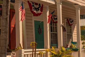 flags on the roof of a building in key west florida