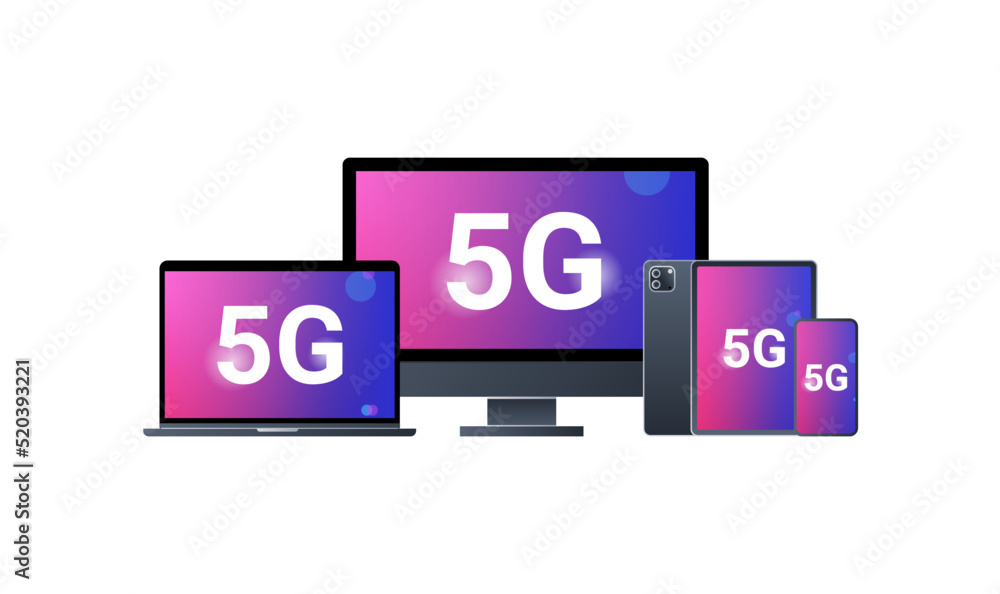 Aufkleber 5g internet connection speed futuristic concept and online wireless system connection technology fla