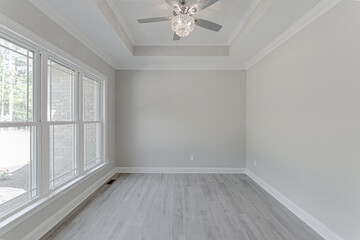 Luxury interior white grey modern empty room pedestal