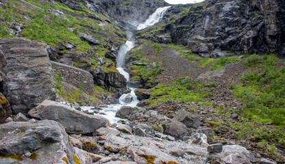 Stigfossen water fall at Trollstigen near Åndalsnes in Hellesylt Møre og Romsdal in Norway (Norwegen, Norge or Noreg)