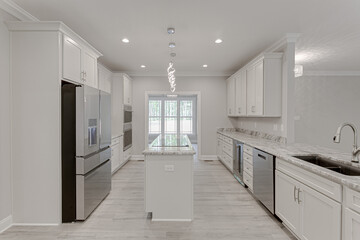 modern kitchen interior luxury stone marble home design pendant lights 