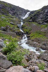 Stigfossen water fall at Trollstigen near Åndalsnes in Hellesylt Møre og Romsdal in Norway (Norwegen, Norge or Noreg)