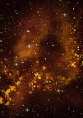 golden christmas tree, space with starry sky 