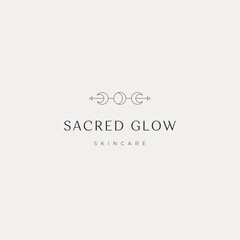 Sacred Glow Logo Concept - Minimalist Boho Inspired Logo, Moon & Eclipse Symbols. Spirituality, Conciusness, Positive Vibes.