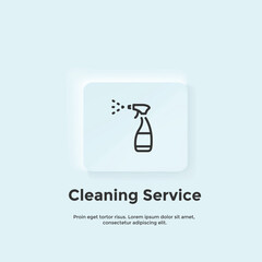 Cleaning Service line icon, Neumorphic style button. Vector UI icon Design.  Neumorphism.  Vector line icon for Business and Advertising
