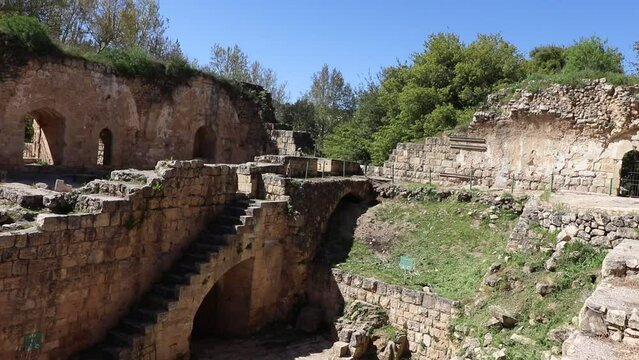 Archaeological remains of a Roman fortress from the 10th century. In Ein Hamad National Park at the entrance to the city of Jerusalem - Israel