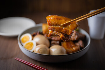 dongpo pork with egg, chinese stewed pork belly
