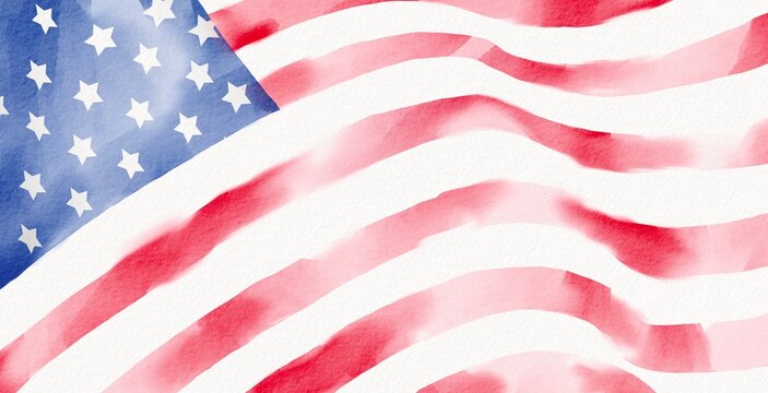USA flag with watercolor  brush paint textured 