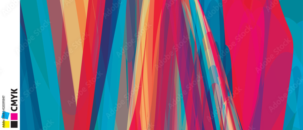 Poster Artistic background with irregular multicolor stripes. Saturated pattern