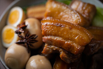 dongpo pork with egg, chinese stewed pork belly