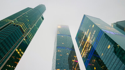 Skyscrapers in Moscow’s fog