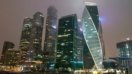 Skyscrapers in Moscow’s fog