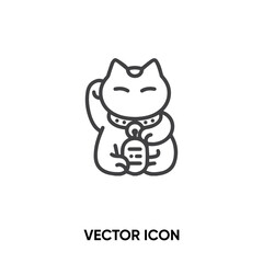 Maneki Neko vector icon. Modern, simple flat vector illustration for website or mobile app.Cat symbol, logo illustration. Pixel perfect vector graphics	