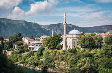 Koski Mehmed Pasha Mosque in Mostar Bosnia and Herzegovina, extraordinary piece of Ottoman...